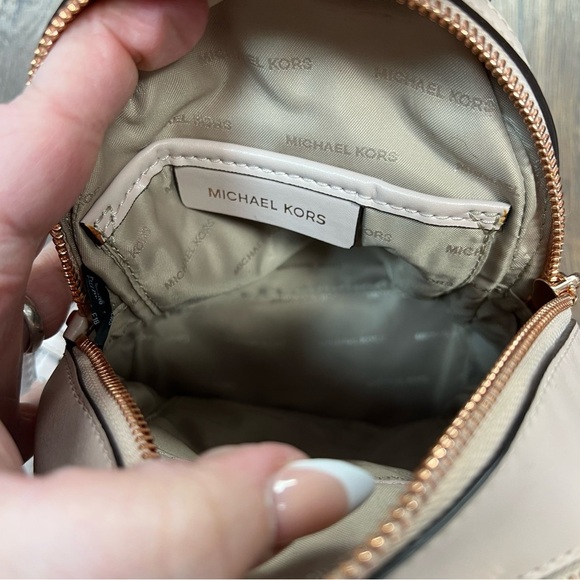 MICHAEL KORS Rhea Mini Leather Backpack Studded Soft Pink/Rose Gold - Picture 7 of 9